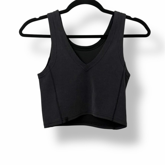 Lululemon Softstreme Ribbed Cropped Tank Top Black - Picture 4 of 6
